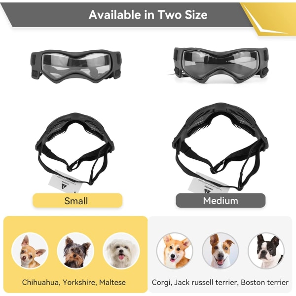 Dog Eye Protection Goggles Hund Solglasögon Lätt att sätta på Snygga glasögon för små/medelstora hundar