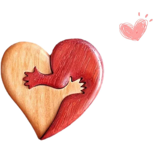Et kram fra mit hjerte til dig Håndlavede træudskæringer, Et kram fra mit hjerte til dit, Lommekram Træhjertegave til ham og hende Valentinsdag A 1pcs