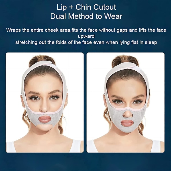 Skönhetsskulpterande sovmask, återanvändbar V-linjeformande mask, V-linje lyftande mask ansiktssmalnande rem - Dubbelhaka reducerare-XinHan 2Pcs