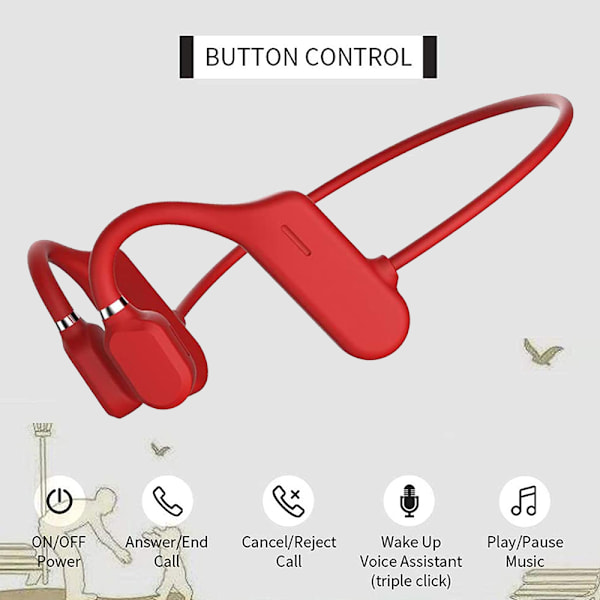 Langattomat kuulokkeet Langattomat urheilukuulokkeet Bluetooth 5.0 Vedenpitävät Hikinpitävät Mikrofonilla Red