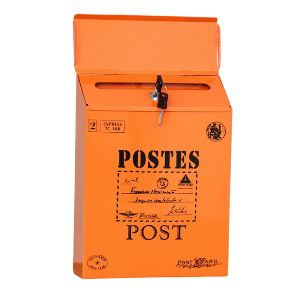 Brevlåda Förslagslåda Rustik stil väggmonterad med låsning Säker Vibrant Color Workplace Feedback Box Orange A