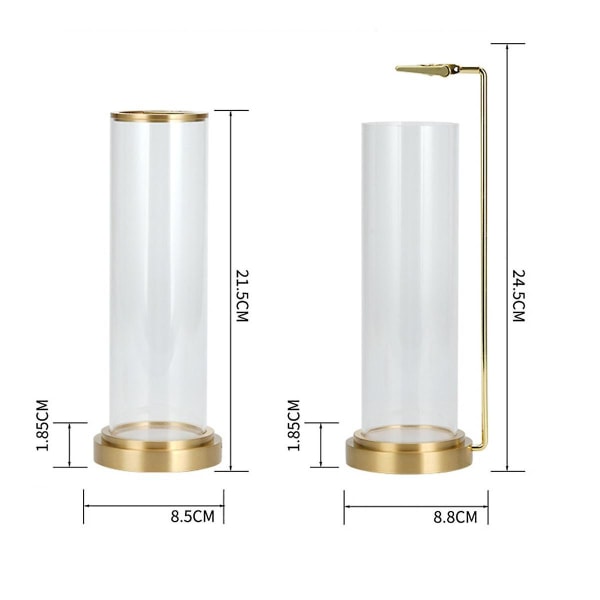 Insence-Stick Holder [Anti-Ash Flying], moderne røkelsesbrennerholder med avtakbar glassaskefanger, for Home Decor B Transparent  Gold