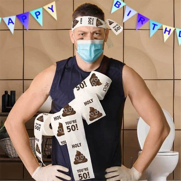 2 rulle sjov toiletpapirrulle Fødselsdagsgaver til kvinder Mænd Gave toiletpapir Badeværelsesprank Joke Sjovt papir, 40 Brown
