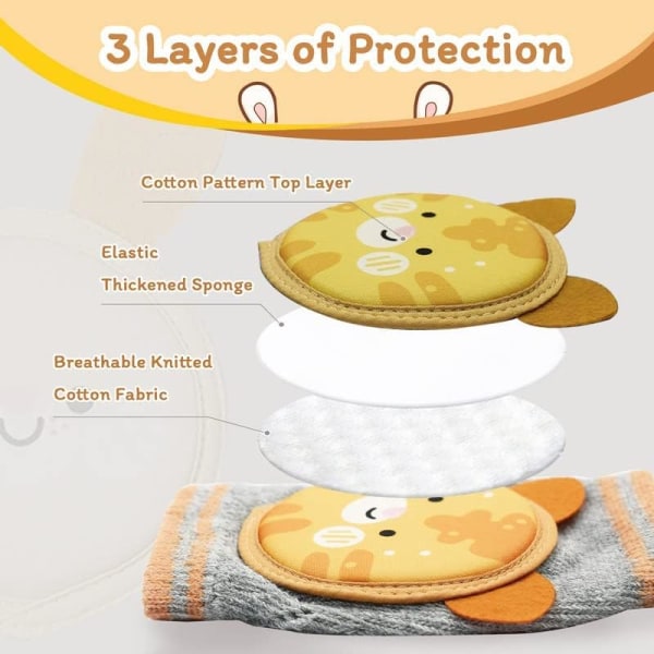 2 Pairs Breathable Baby Knee Pads with Sponge Non-Slip Knee Pads Toddler Foot Covers Unisex