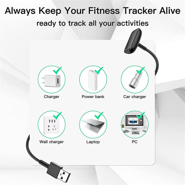 Laddare för Fitbit Charge 5/luxe, smartklocka bärbar 50 cm trådlös magnetisk snabbladdningskabel
