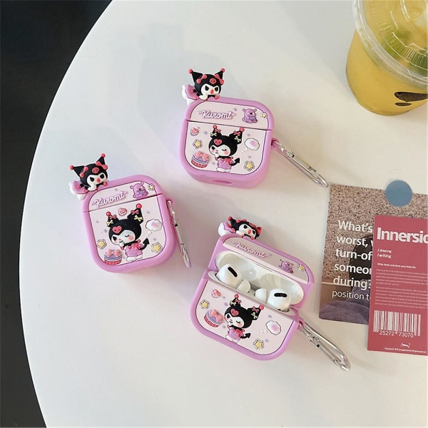 Kuromi/Pochacco/Pooh Bear -kuulokkeiden Airpods-kotelo, yhteensopiva AirPods 1/2 3 Pro -suojakotelon kanssa Kuromi 1 or 2