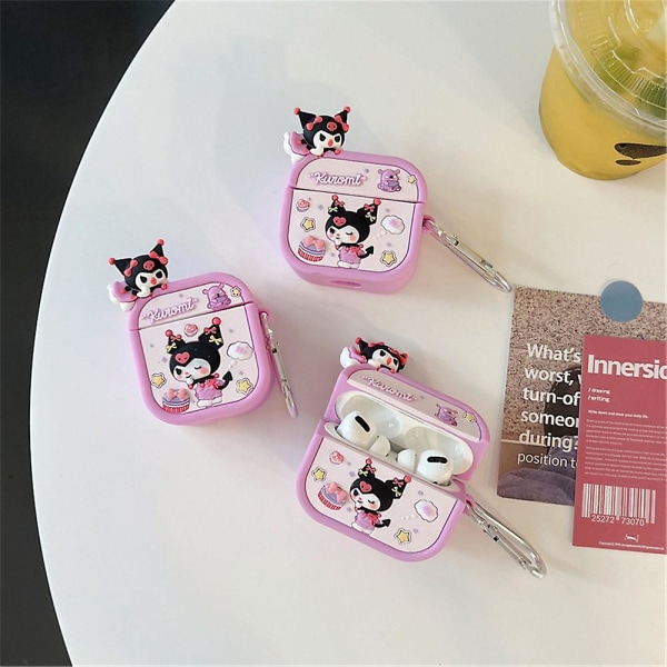 Kuromi/Pochacco/Pooh Bear-øretelefoner Airpods Cover Cover Kompatibel med AirPods 1/2 3 Pro Protective Cover Kuromi 1 or 2