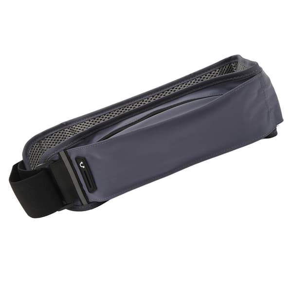 Løping Midjeveske Multi Uavhengige Lommer Elastisk Pustende Tynn Lett Jogging Midjebelte med Refleksstripe Grå