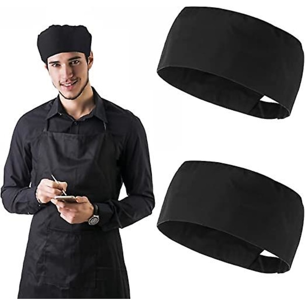 2 kpl Unisex keittiömestarin hattu Ruokapalvelu Musta kokin hattu Säädettävä cap Cap Ruoantarjoilulakki keittiön tarjoiluun ja muihin töihin