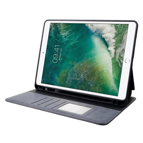 Læderpung Stativ Etui Med Pen Slot Til Ipad Pro 10.5 (2017) / Ipad Air 10.5 (2019) - Sort Dark Blue