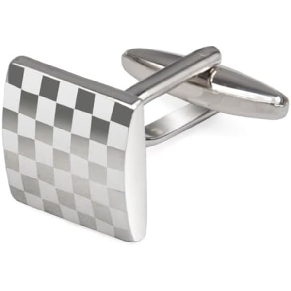 Herr Silver Square Checkerboard Manschettknappar