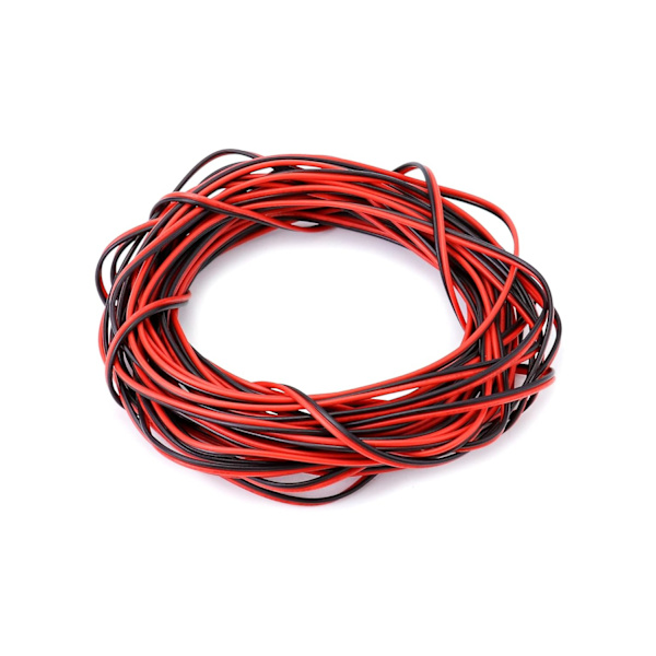 10 meter 22AWG elektrisk ledning, 2-leder sort rød ledningskabel, forlængerledning, til bil LED-stribe lys