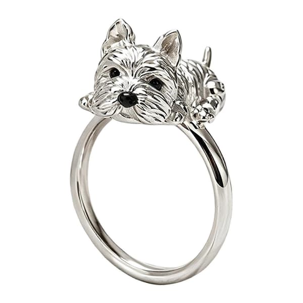 Valp Rhinestone Ring – Håndgravert Legering – for Hundelskere Smykkegave 1pc