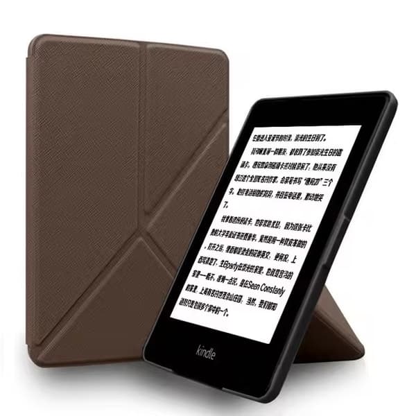 Etui - Til 7 tommer Kindle Paperwhite 12. generation 2024, deformerbart foldbart beslag (brun)