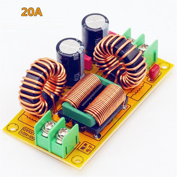 20A DC LC-filter EMI Elektromagnetiskt störningsfilter Emc Fcc Högfrekvent power för 12V 24V 48V bil Yellow