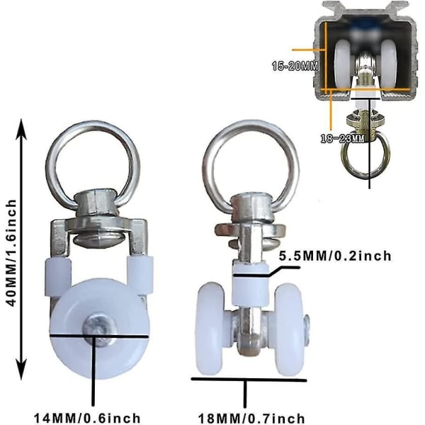20-pakning metallsporruller, gardinskinner, glidelåser, gardinruller, gardinskinneruller, gardin