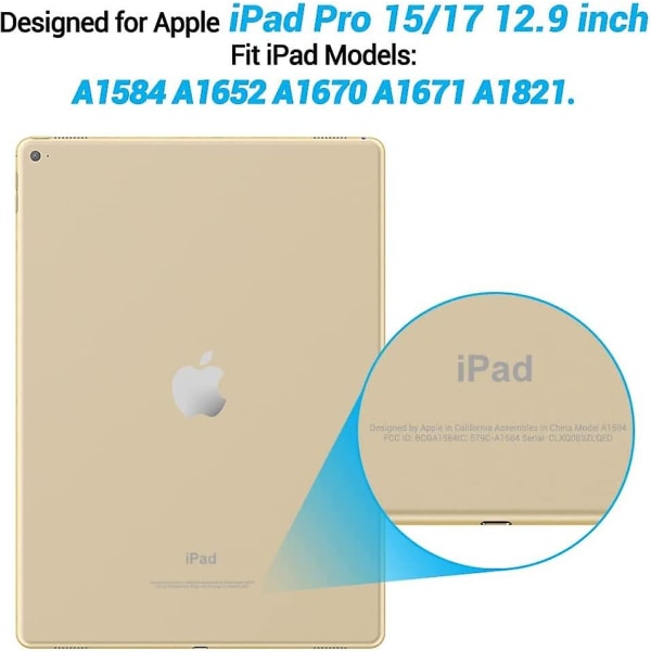 Genomskinligt fodral för iPad Pro 12,9 tum 2015/2017, flexibelt mjukt TPU-silikonfodral skyddande fodral för iPad Pro-modeller A1584 A1652 A1670 A1671 A1821