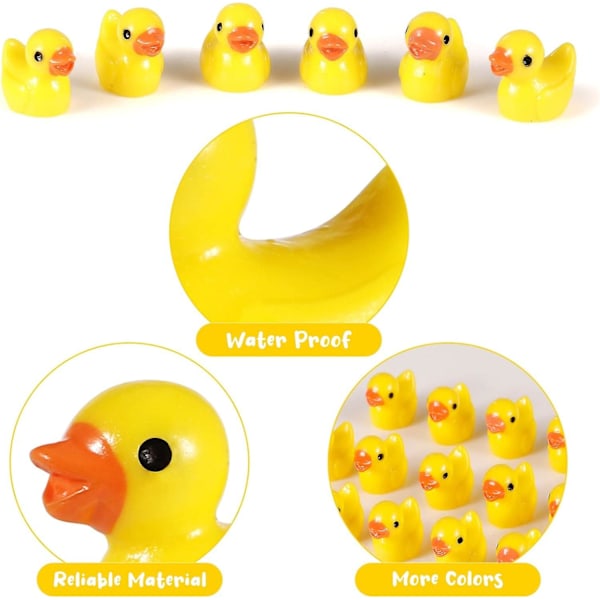 Pakke med 100 Mini Ande Figurer, Mini Ænder Resin Små Ænder, Ande Mini Dyrefigurer Til Akvarium Miniature Havefigurer Dekoration (gul)