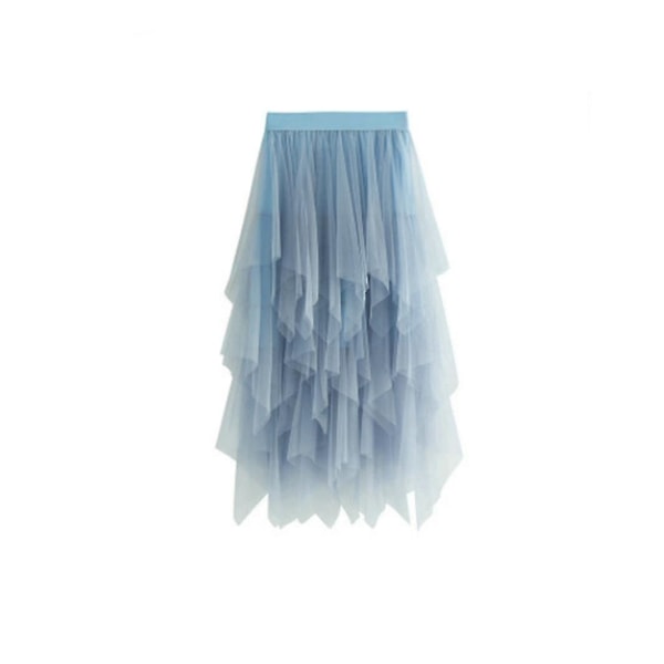 Kvinder tyl nederdel elastisk talje mesh lang afsnit nederdel kjole Beige