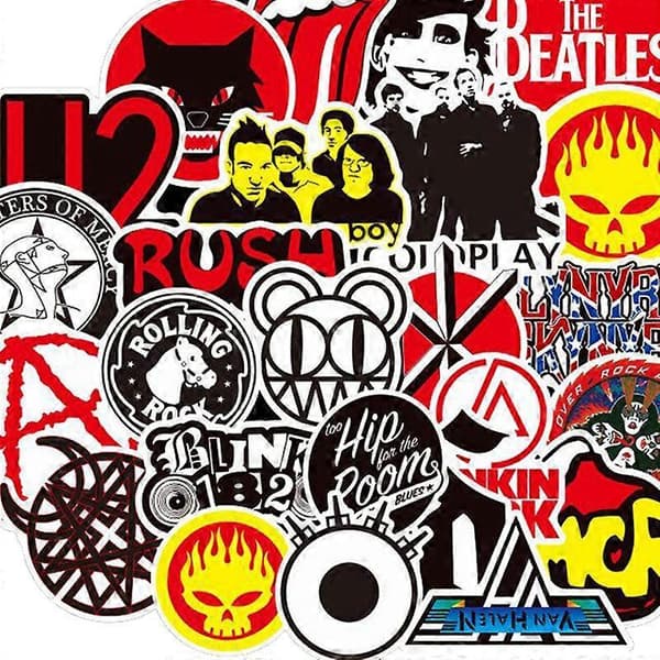 100 st Rock Graffiti Stickers Skateboard Laptop Bagage Gitarr