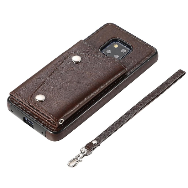 Handgjort Pu- case för Huawei Mate 20 Pro med korthållare, plånboksfunktion, stödfunktion, fallskydd Brown
