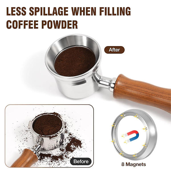 51mm pohjaton portafilter, ammattimainen espresson portafilter suodatin korilla, seula ja espresson annostelu suppilolla As Shown