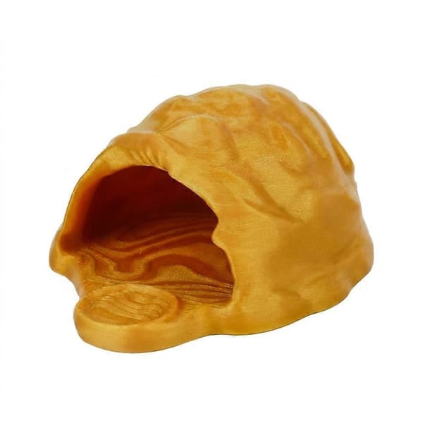 Simulering Stein Reptil Gjemmested Glatt Kant Solid PETG Øgle Mater Stabil Skjult Hule Ly Slange Øgle Edderkopp Gold