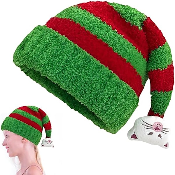 Christmas gift red plush knitted pullover hat for women winter warm cute student all-match wool hat