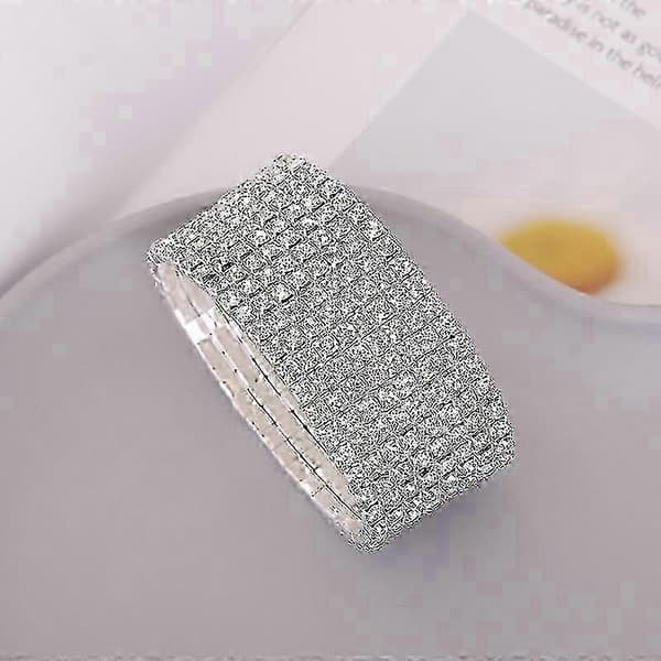 Rhinestone-innlagt elastisk armbånd - Flerlags glitrende design 3 Layer