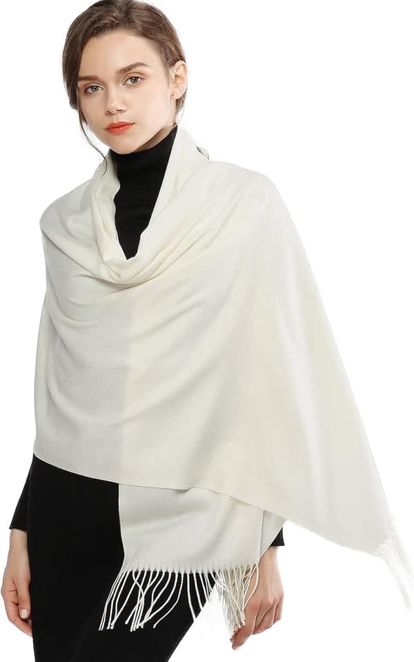 Tørklæder til kvinder Pashmina Sjal og Wraps til bryllup Tørklæder til kvinder Vinter Ivory