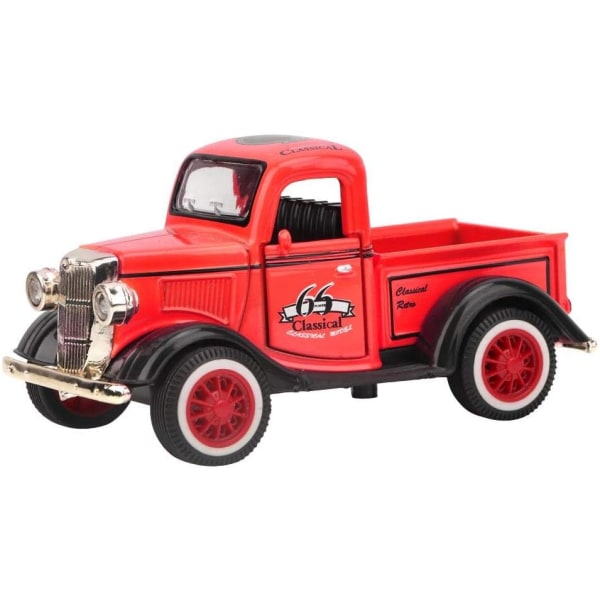 Zerodis Miniature Pickup Truck Legetøjsbil Legetøjssimulering Legering Pull Back Car med lyd og lys til dukkehusindretning Pædagogisk gave til børn (rød)
