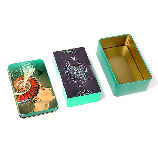 Tin Box Light Seers Tarot Kort Profeti Spådom Deck Selskabsspil Kort W/manual