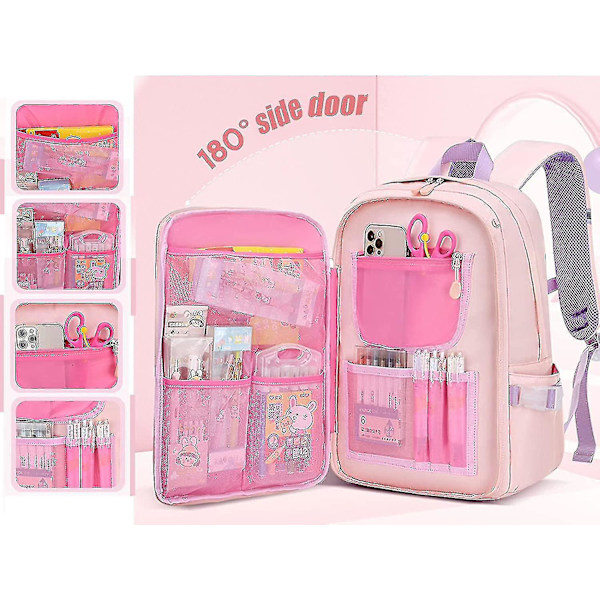 Kaninryggsäck, Kawaii Kaninryggsäck för flickor, Stor kapacitet Vattentät Kawaii Bookbag för årskurs 1-6 (blå, Stor)