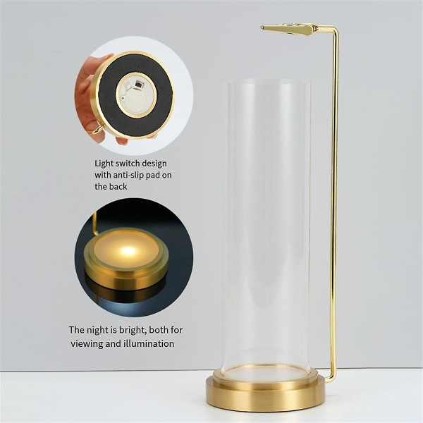 Insence-stick-hållare [Anti-Ash Flying], modern rökelsebrännare med löstagbar askfångare i glas, för heminredning B Transparent  Gold