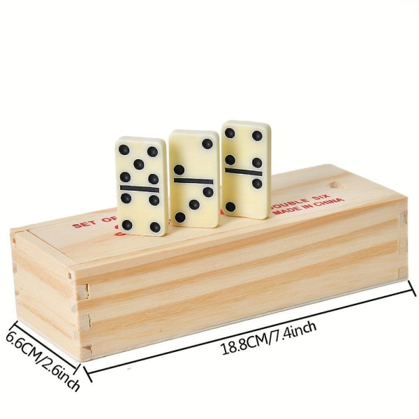 28 Pcs Domino Set Classic Board Game Double Six Set Family Game Toys With Wooden Box Gifts