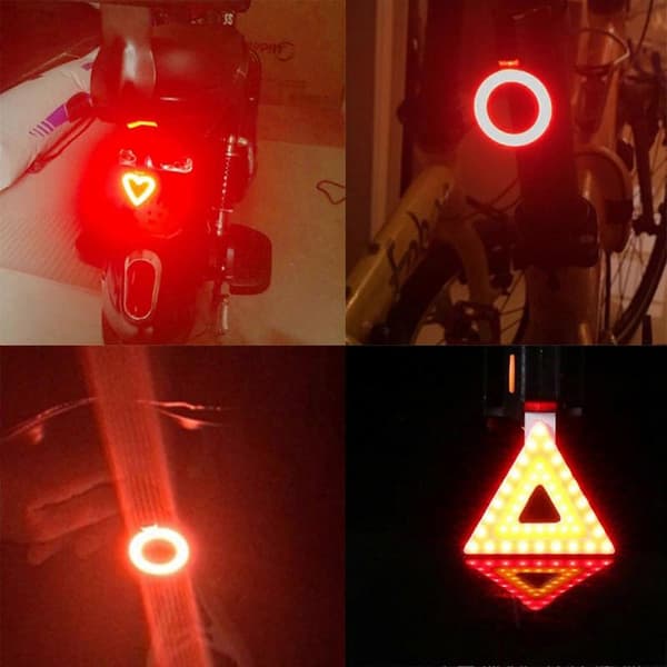 Sykkel Baklys, Vanntett USB Oppladbart sykkel baklys 5 Lysmodus Triangle
