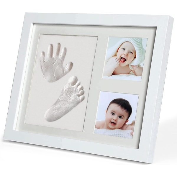 Baby Footprints-ramme, Baby-håndaftrykssæt til fødselsliste, mindeværdige souvenirs Væg- eller borddekorationer
