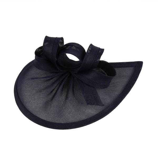 Bowknot Decor Elegant Fascinator Hat med hårbøjle Sød Noble Dekorativ Anti-fald Retro Imitation Hør Brude Pilleæske Hat Hårtilbehør Black