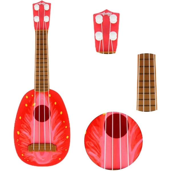 Ukulele til børn begyndere, frugt ukulele mini guitar, musikinstrument legetøj guitar til barn småbørn drenge piger, jordbær, vandmelon, orange, kiw