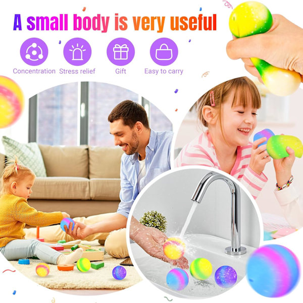 Stressballer for voksne og barn, 4 stk fargerike sensoriske baller for angst stressavlastning Squishy Fidget Ball Squeeze Ball