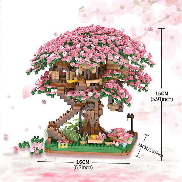 2008 kpl Sakura Tree House Micro Building Blocks Set Architecture Mini Bricks of Cherry Blossom Bonsai Model, Lelulelut Lahjoille Lapsille