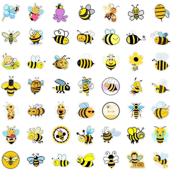 KOWASO Cute Bee Stickers 50 stk Seje æstetiske stickers til vandflasker Laptop Scrapbøger Guitarer Bagage Cykel|Teenpige Børn Sticker