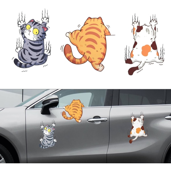 Humorbilklistermärke, 3 söta kattdekaler Kreativa bildekaler, Söt kattbilklistermärke för dekoration av bilfönsterdörrar