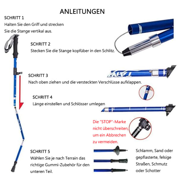 Foldbare vandrestav - Justerbare, lette, teleskopiske