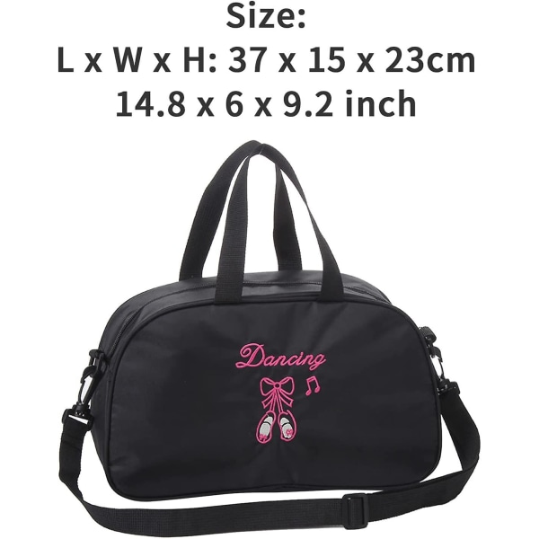 Kids Ballet Bag Girls Princess Dance Handbag Sports Duffle Bag Dance Shoe Shoulder Bag, Black