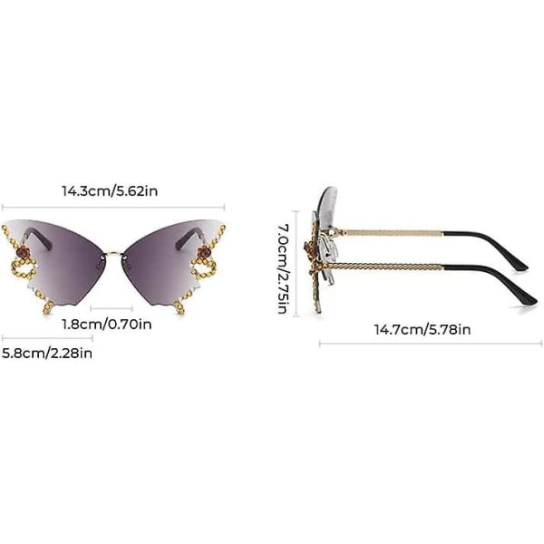 Mote Diamond Butterfly Solbriller for kvinner 2023 Sommer Damer Nyhet Farge Sommerfugl Form Briller Khaki