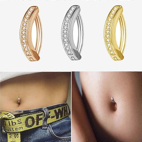 Barbell kropssmykker rustfrit stål diamant hængslet lukning design navle søm