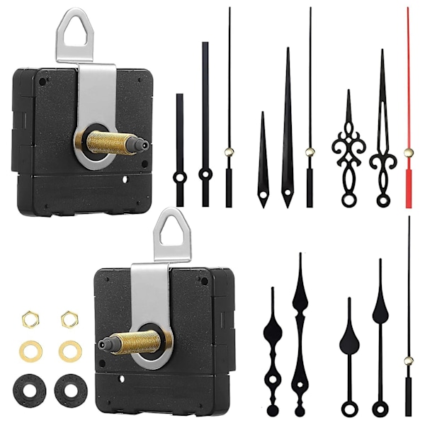 32 mm Lång Axel DIY Kvartsurverk Mekanism Med 5 Olika Par Visare Väggklocka Reparation black