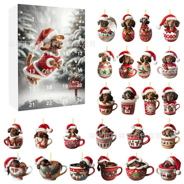 Ny ankomst Jul nedräkning kreativ blind box Jul ankomst hund akryl flygplan för barn present