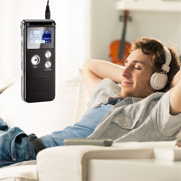 8G-äänitallennin, teräväpiirton kohinanvaimennus MP3-soitin, sopii kokouksiin ja muihin tilaisuuksiin Black